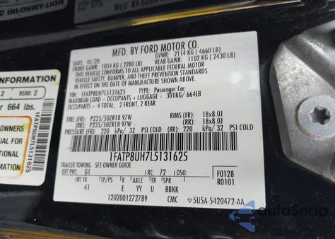 2020 Ford Mustang Ecoboost Premium from USA, damaged, VIN 1FATP8UH7L5131625